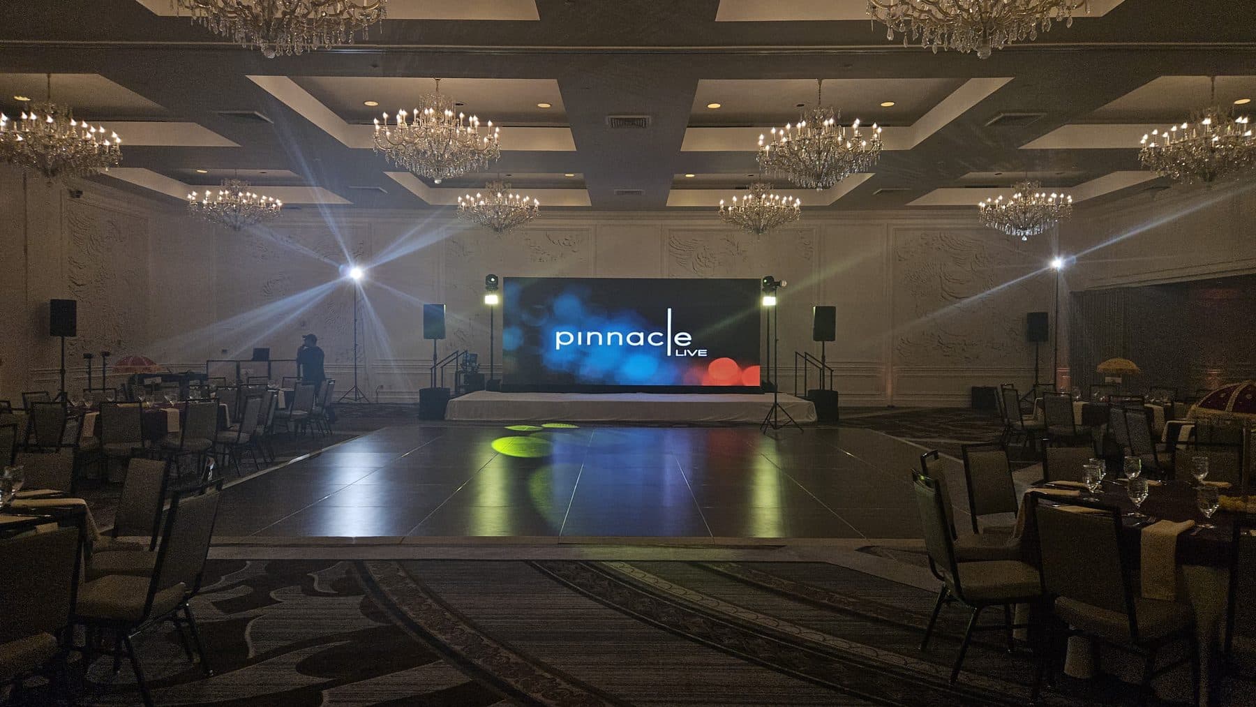 LED display in a hotel ballroom