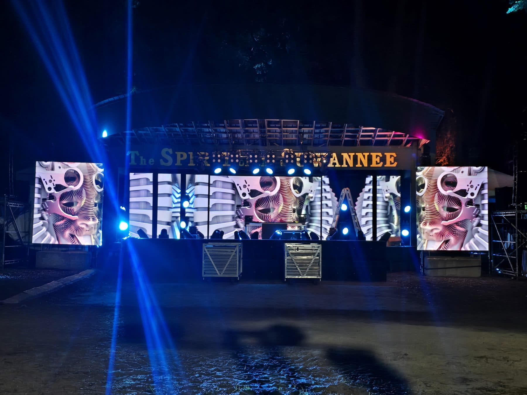 LED towers at a night event