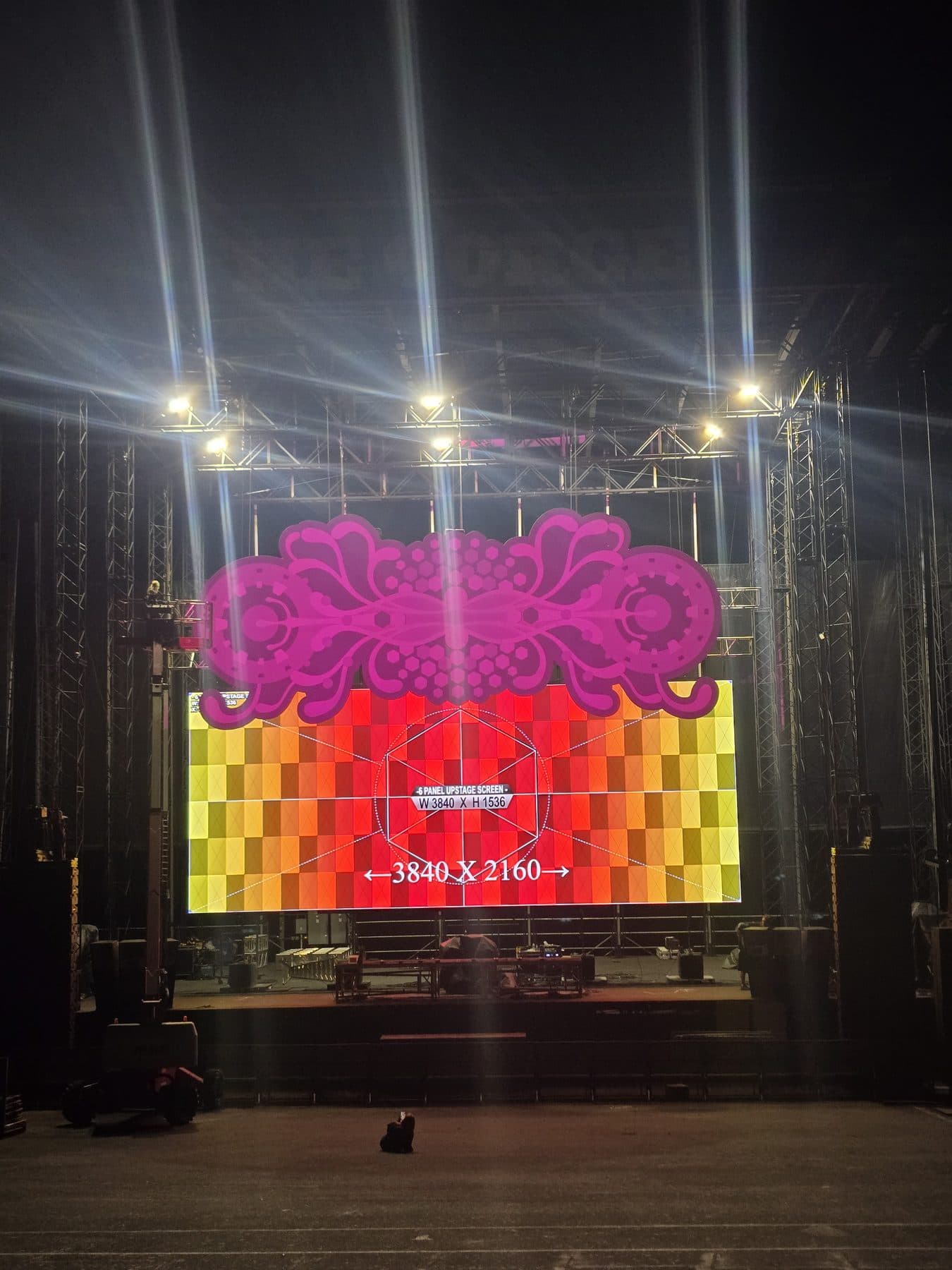 LED wall running video content on a stage